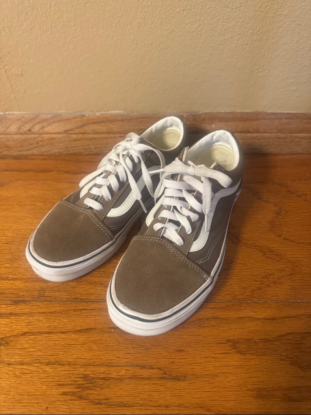 Vans Classic Skate Sneakers in Brown and White